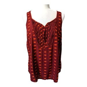 Maeve Anthropologie Lips Print Amory Sleeveless Tank Top Red Women's Size 14